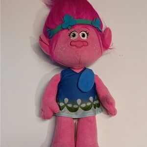 DreamWorks Trolls Poppy Plush Doll Pink Hair Blue Dress 12”